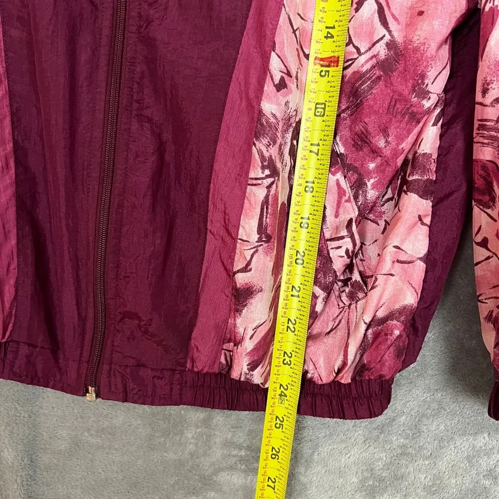 Vintage‎ 1990s Windbreaker Jacket Womens S Abstract Pink Retro Nylon